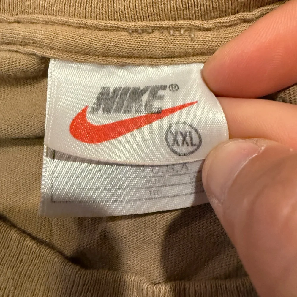 Vintage Nike 90s Y2K‎ Crewneck Shirt XXL Brown Made USA Nike Trade Mark*
